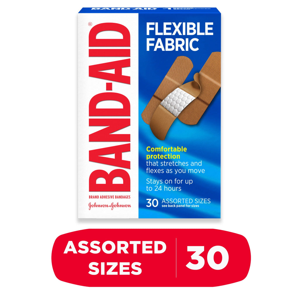 BAND-AID Brand Flexible Fabric Adhesive Bandages, Assorted, 30 Count
