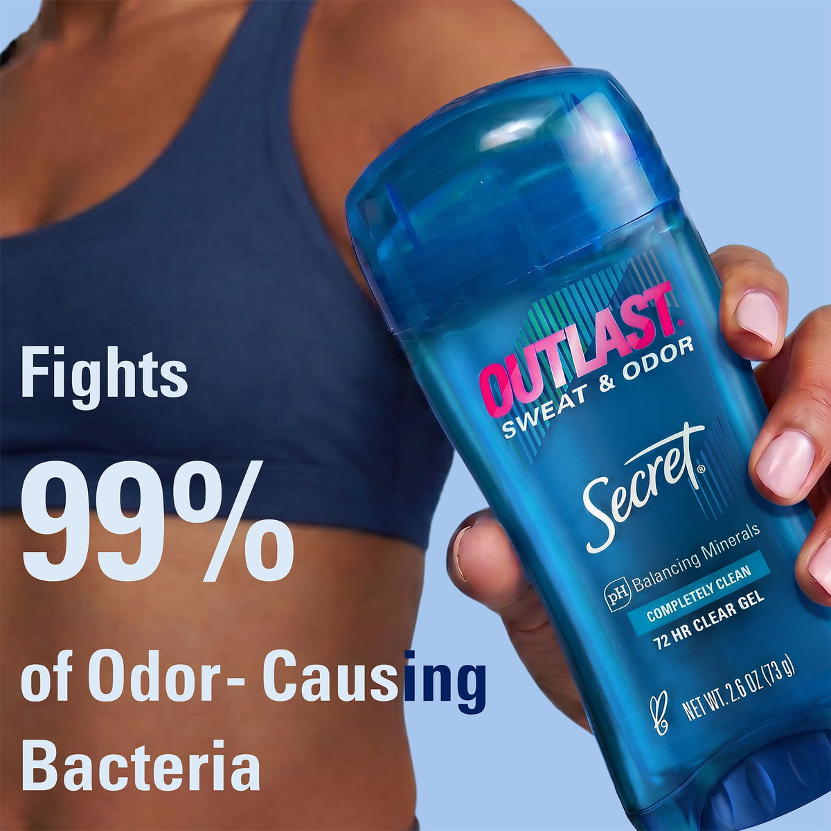 Secret Outlast Antiperspirant Deodorant for Women, Clear Gel, Completely Clean, 2.6 oz Each, Twin Pack