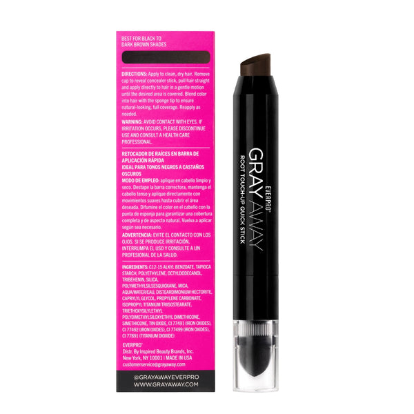 Everpro Gray Away Temporary Hair Color Root Touch-Up Quick Stick, Black/Dark Brown, 0.10 oz