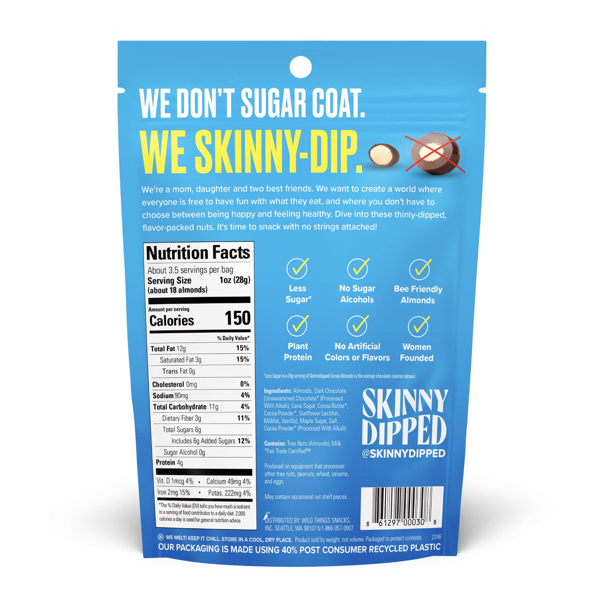 SkinnyDipped Dark Chocolate Cocoa Almonds 3.5 oz