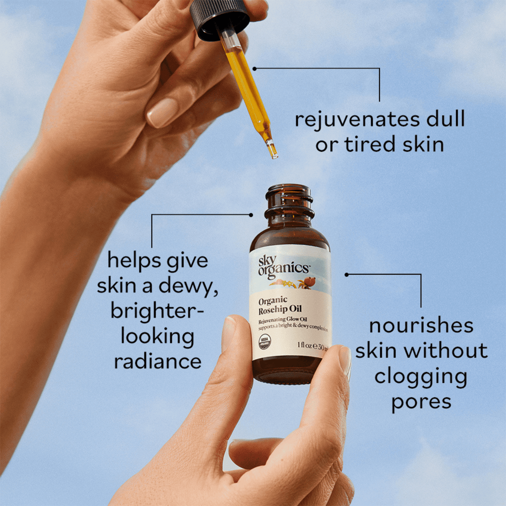 Sky Organics Organic Rosehip Oil, Rejuvenates and Brightens Face, 1 fl oz