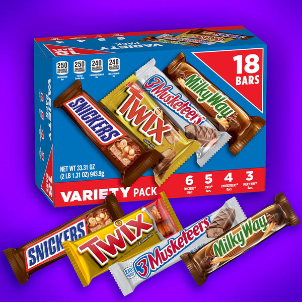 Snickers, Twix, Milky Way & More Assorted Milk Chocolate Candy Bars - 18 Bars