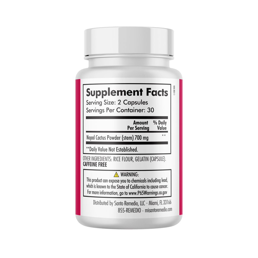 Santo Remedio Nopal, Prickly Pear Cactus Dietary Supplement, 700 mg, 60 Count, Immune Support