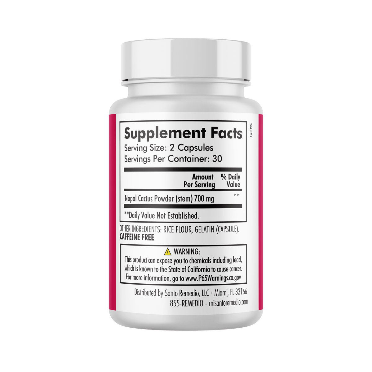 Santo Remedio Nopal, Prickly Pear Cactus Dietary Supplement, 700 mg, 60 Count, Immune Support