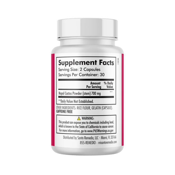 Santo Remedio Nopal, Prickly Pear Cactus Dietary Supplement, 700 mg, 60 Count, Immune Support
