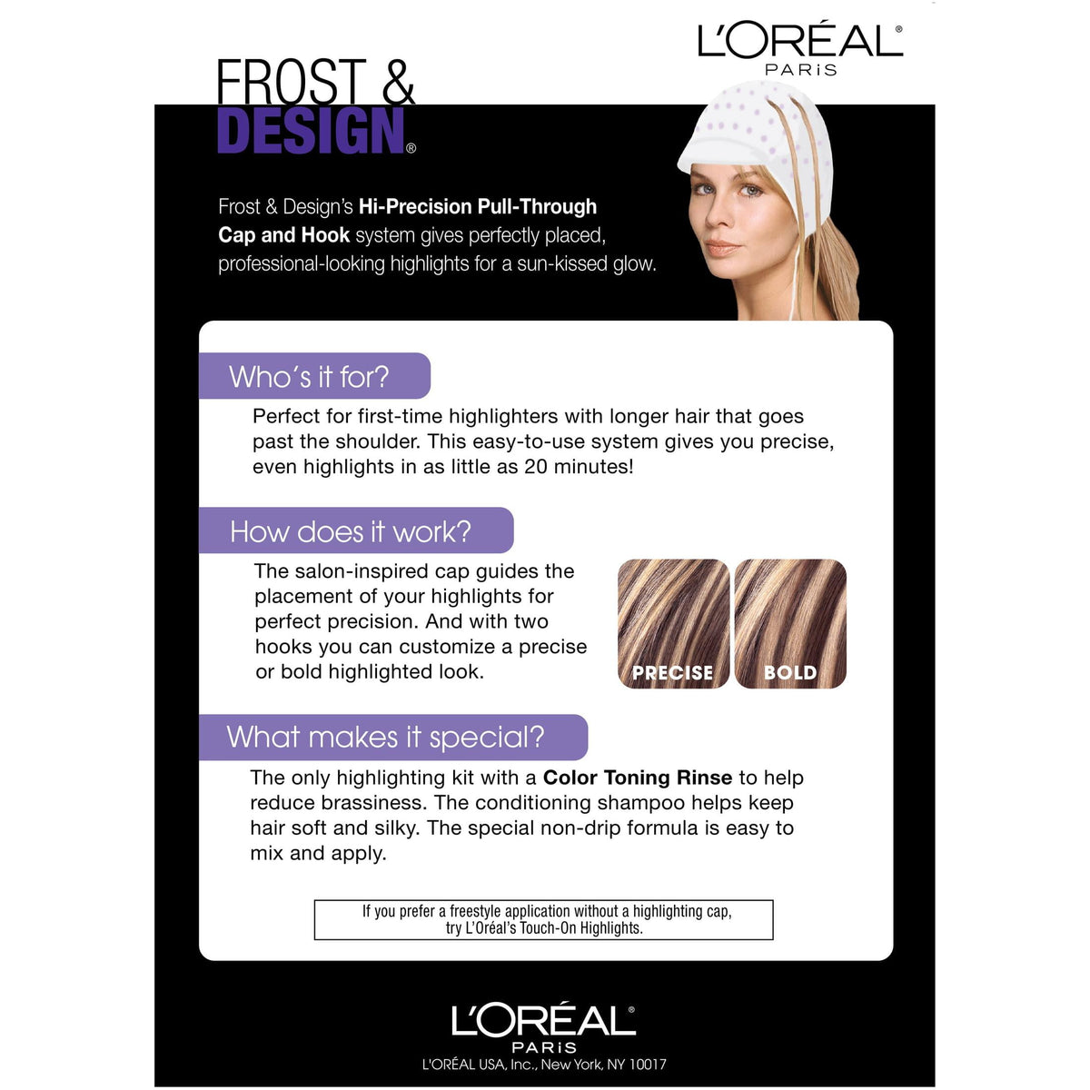 L'Oreal Paris Frost and Design Hair Highlights, H85 Champagne, 1 Kit, Precise