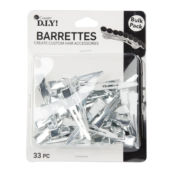 Cousin DIY 1.75 in Single Prong Metal Hair Clip, Bulk Pack of 33, Silver, Small, Adult