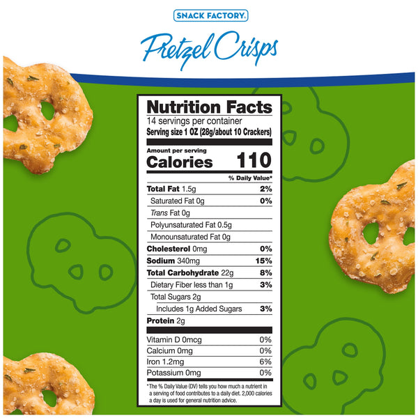 Snack Factory Garlic Parmesan Pretzel Crisps, 14 oz Party Size Bag