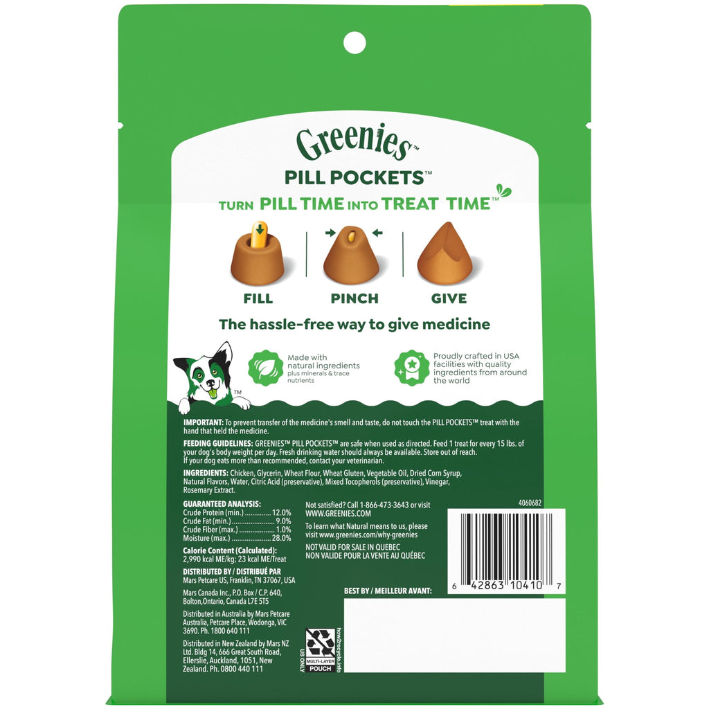 Greenies Pill Pockets for Dogs, Chicken Flavor, Large Size, Soft Dog Treats, 15.8 oz Pouch