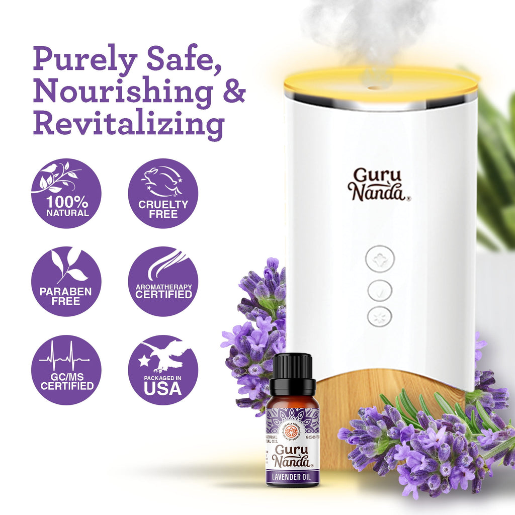GuruNanda Pure & Natural Lavender Essential Oil, Aromatherapy & Diffuser, 15 mL