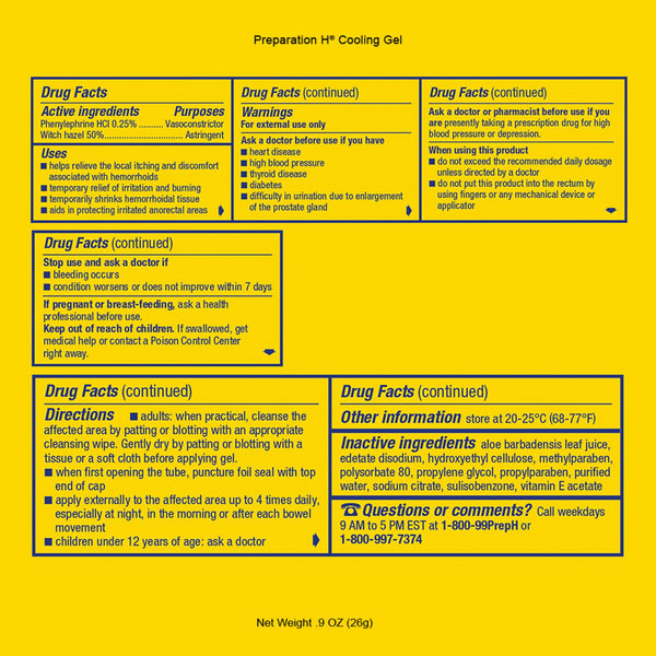 Preparation H Cooling Gel for Hemorrhoid Relief With Vitamin E and Aloe, 0.9 Oz.