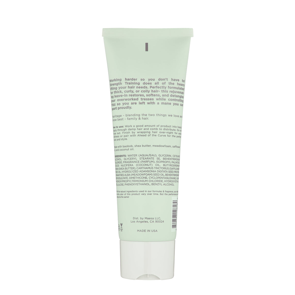Hairitage Strength Training Thickening Leave-in Conditioner with Coconut oil for Curly Hair, 6 fl oz
