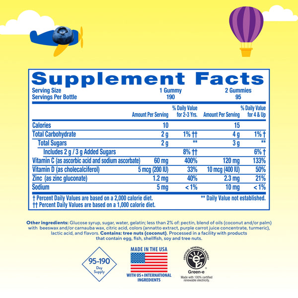 L'il Critters Immune C Kids Gummy Vitamins Supplement, Fruit Flavored, 190 Count