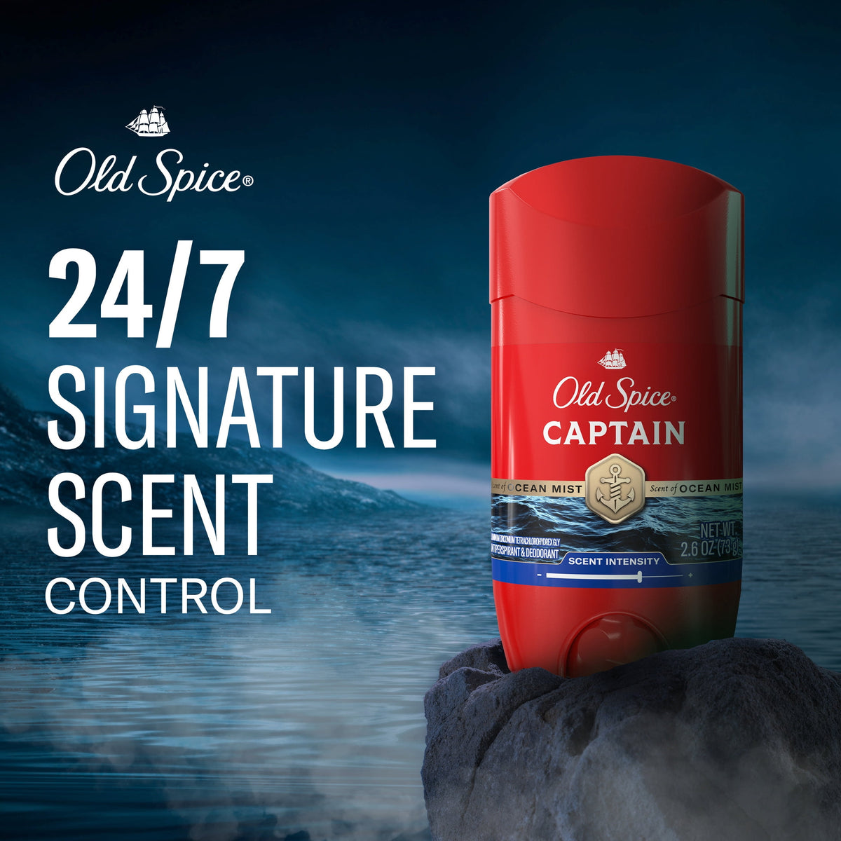 Old Spice Deodorant for Men, Antiperspirant, Captain, 24/7 Sweat & Odor Protection, 2.6 oz