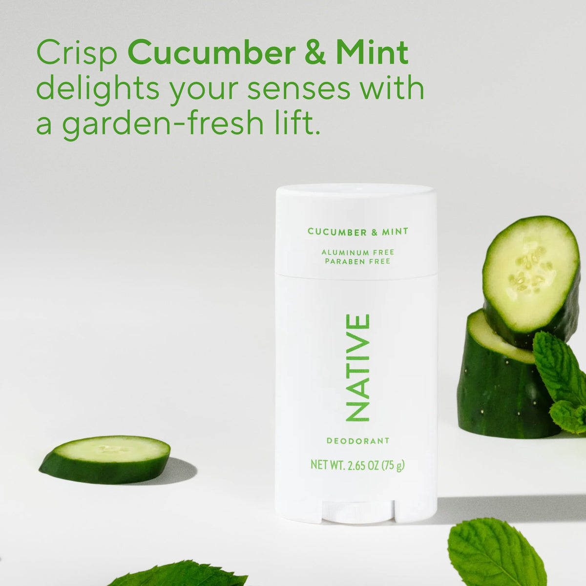 Native Deodorant, Aluminum Free, Cucumber & Mint, for Women and Men, 2.65 oz