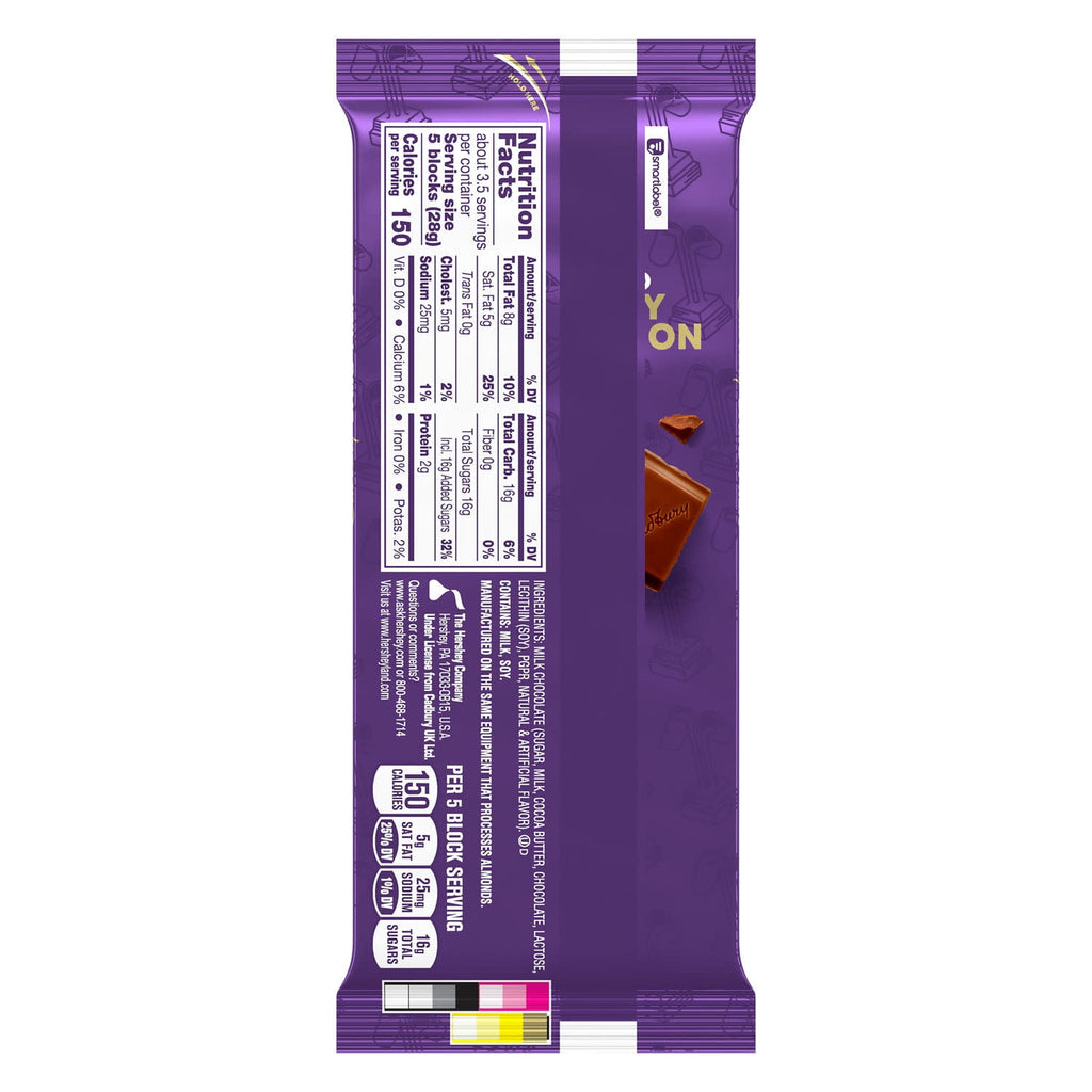 Cadbury Dairy Milk Milk Chocolate Candy, Bar 3.5 oz