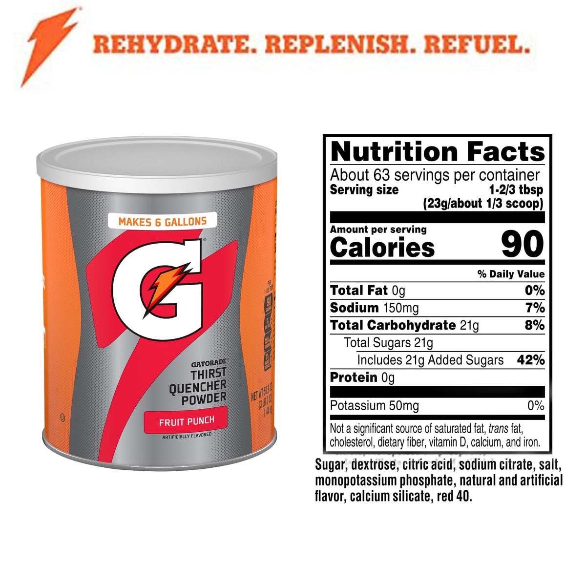 Gatorade Thirst Quencher Fruit Punch, Powdered Energy Drink Mix, 50.9 oz, 1 Count