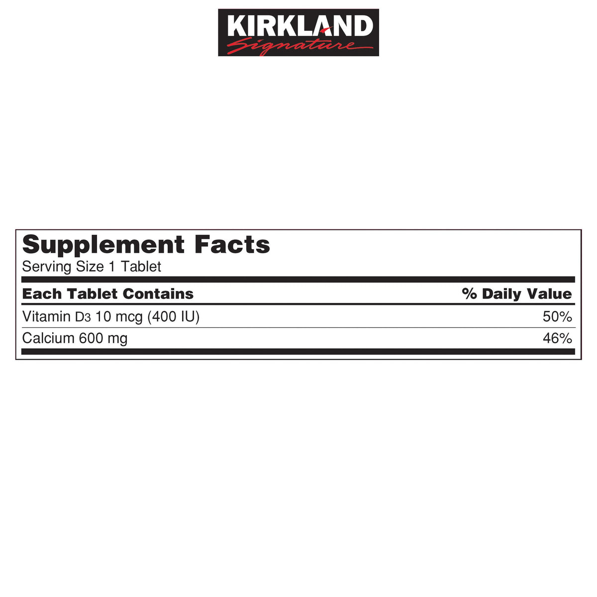 Kirkland Signature Calcium with Vitamin D3 Tablets, 500 ea