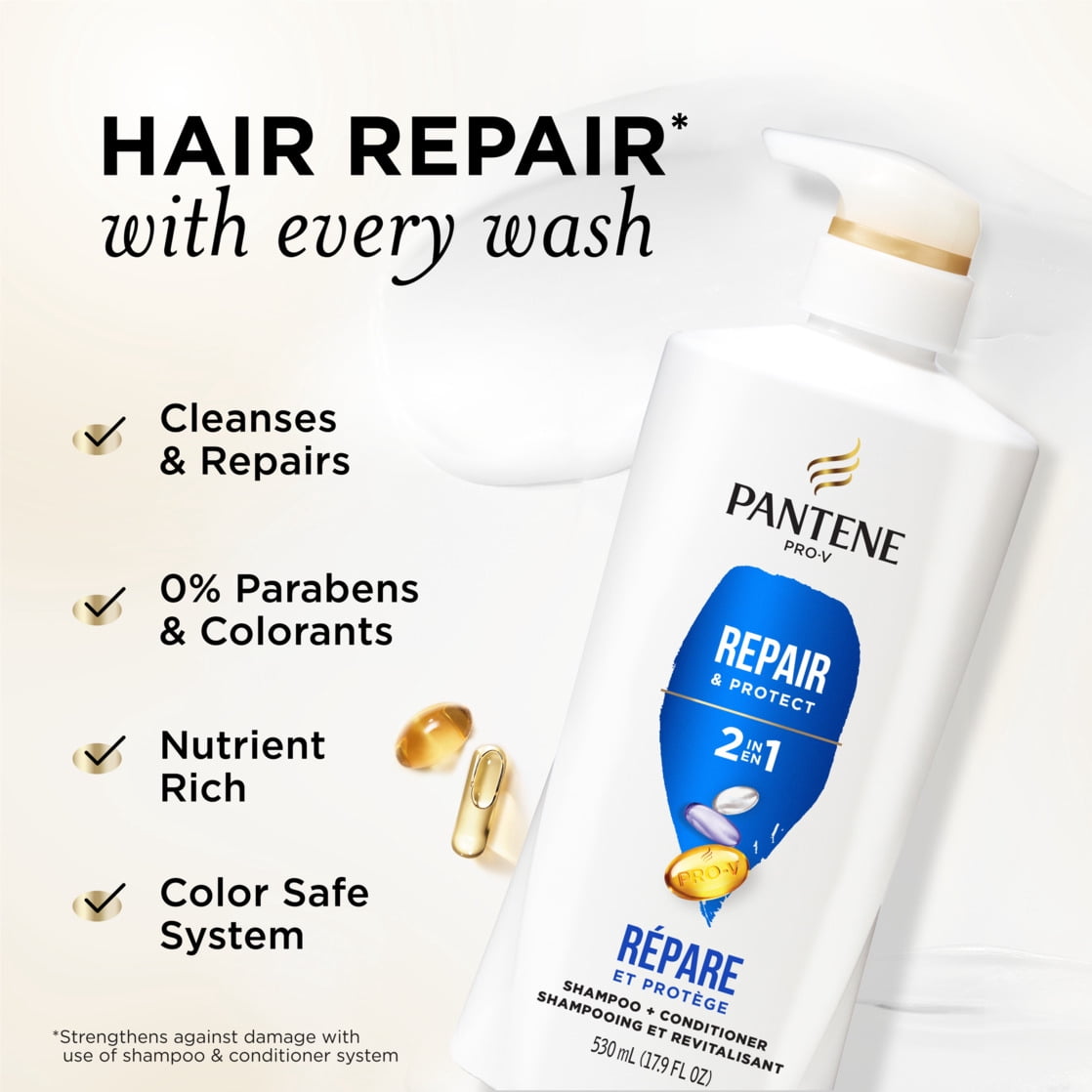 Pantene Pro-V 2in1 Shampoo + Conditioner, Repair & Protect, for All Hair Types, 17.9 fl oz