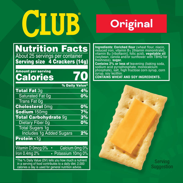 Club Snack Stacks Original Crackers, Lunch Snacks, 6 Count