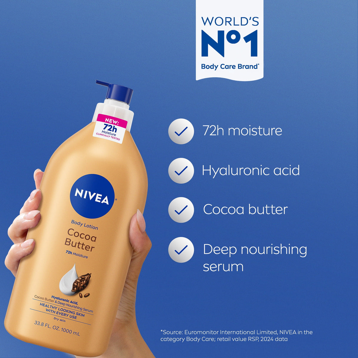 NIVEA Cocoa Butter Body Lotion for Dry Skin, Mothers Day Gifts, Value Size 33.8 fl oz