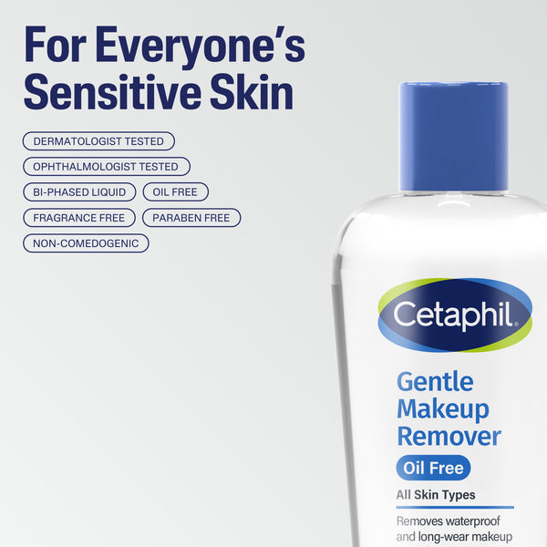 Cetaphil Gentle Waterproof Oil Free Makeup Remover for Sensitive Skin, 6 fl oz