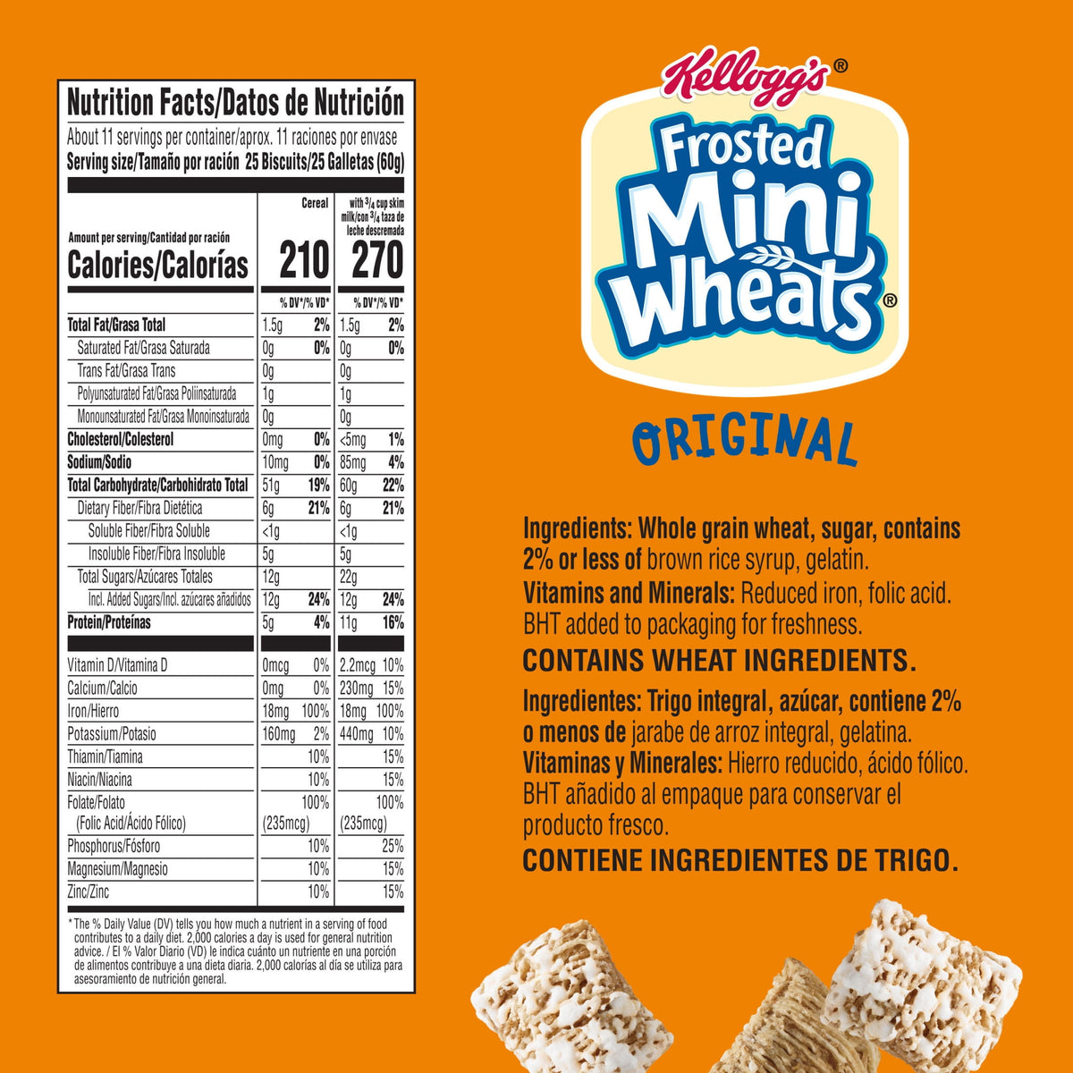 Kellogg's Frosted Mini-Wheats Original Breakfast Cereal, High Fiber, Family Size, 24  oz