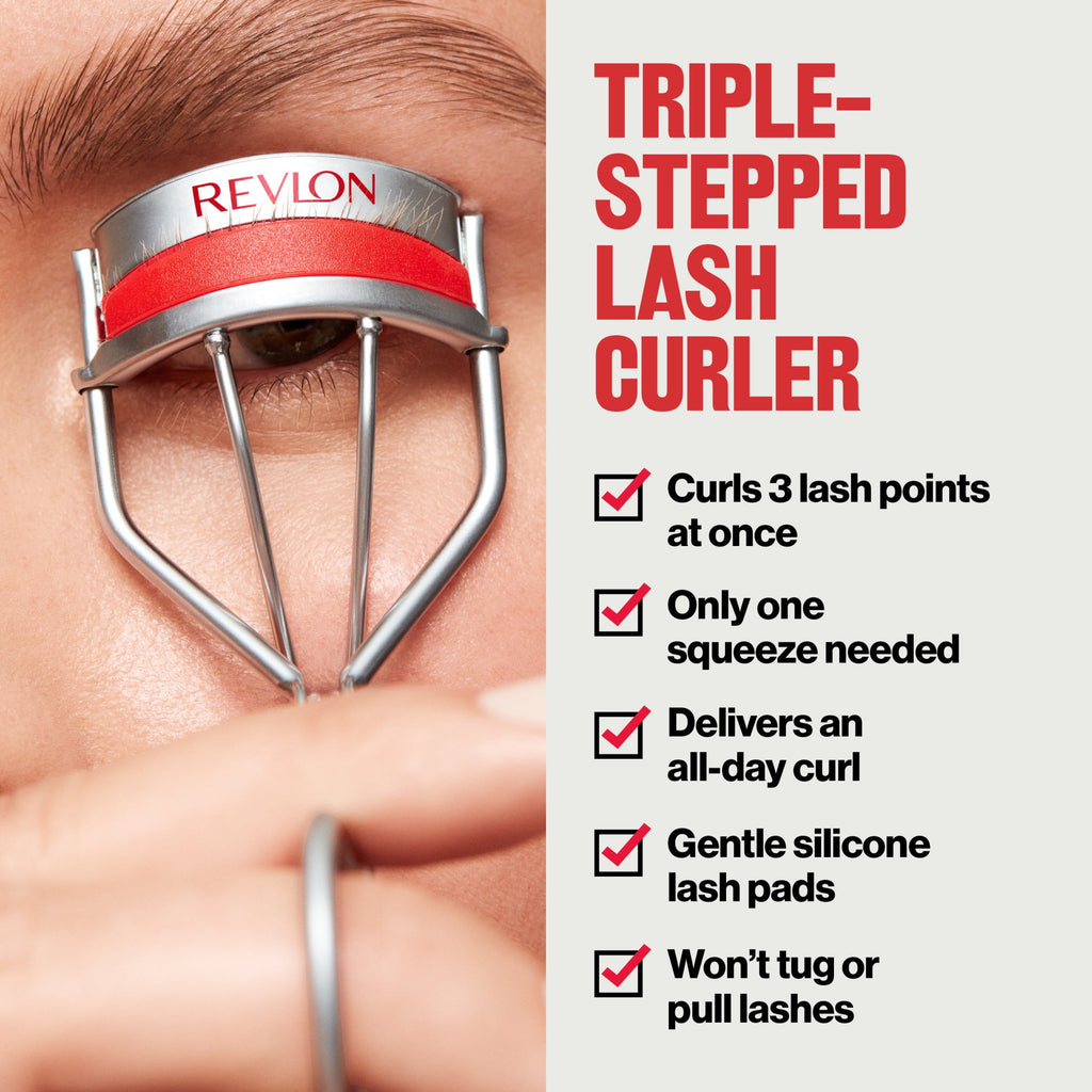 Revlon Triple-Stepped Lash Curler, 3-Tiered Lash Pads for Tug-Free Curling, 1 count