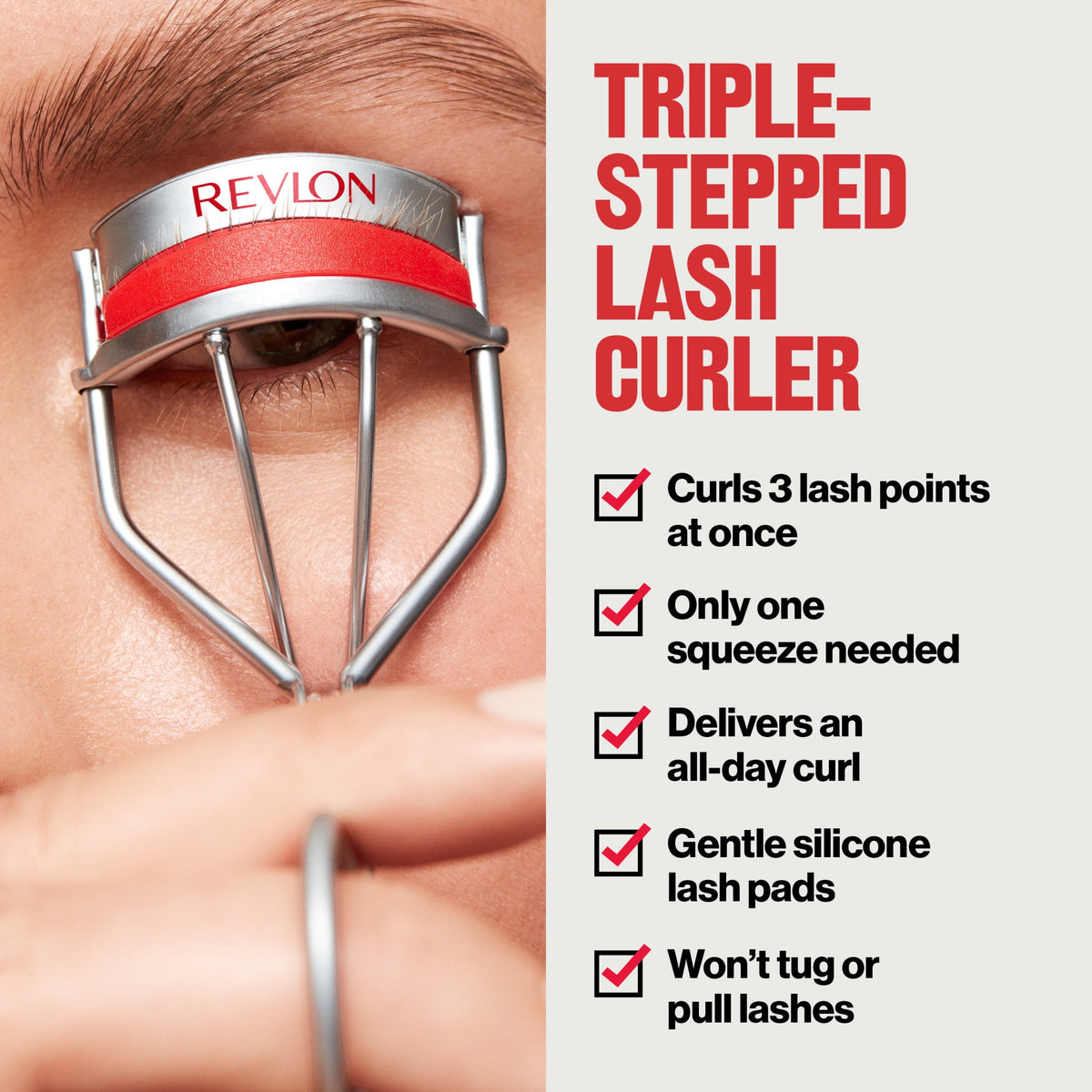 Revlon Triple-Stepped Lash Curler, 3-Tiered Lash Pads for Tug-Free Curling, 1 count