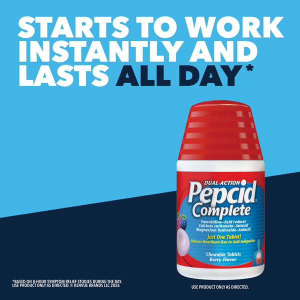 Pepcid Complete Acid Reducer + Antacid Chews, Berry, 25 Count
