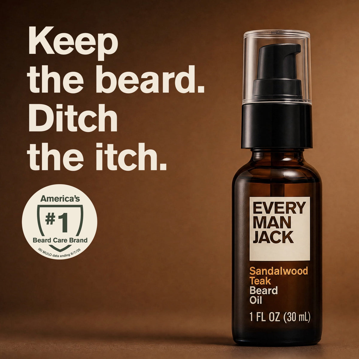 Every Man Jack Sandalwood Teak Beard Oil for Men Moisturizes Your Beard with Shea Butter and Argan Oil with Shea Butter, Argan Oil, 1 fl oz, 1 Count