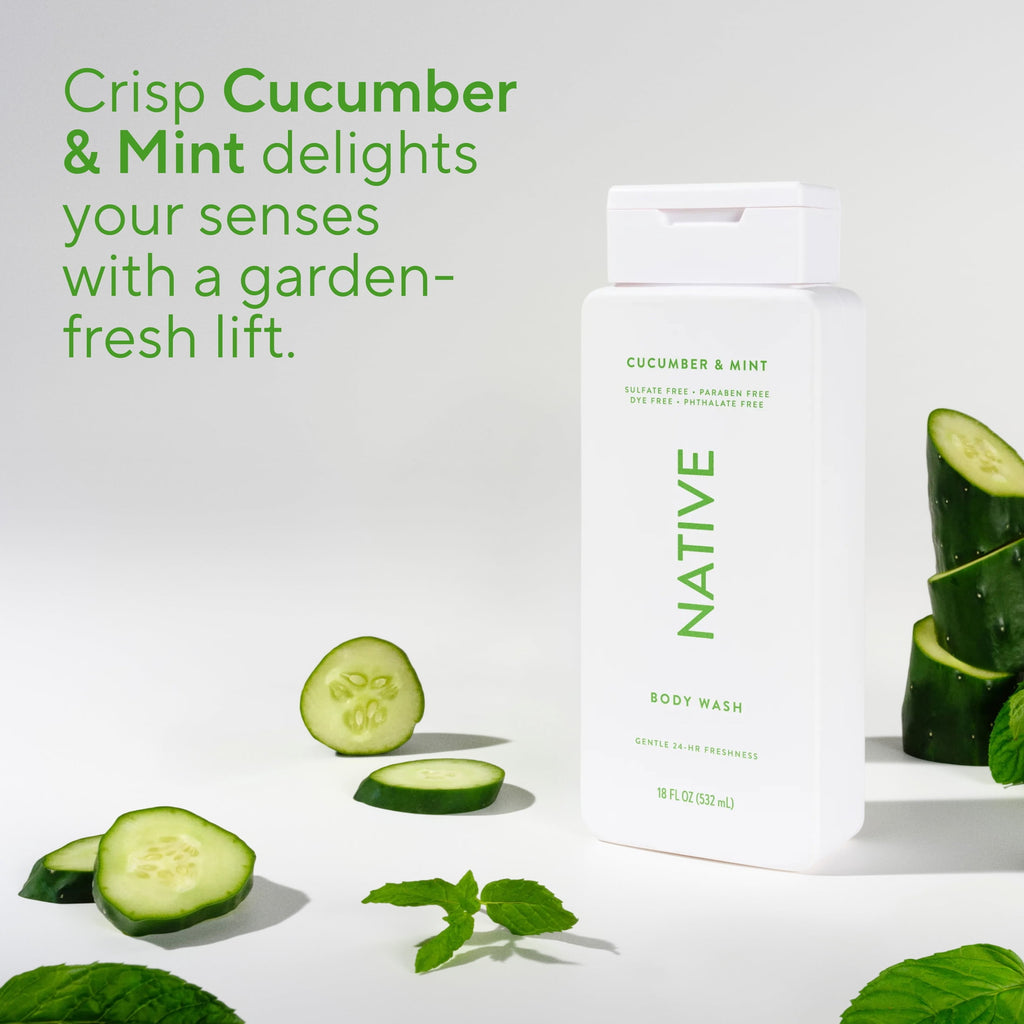 Native Body Wash for Women & Men, Cucumber & Mint, 18 fl oz