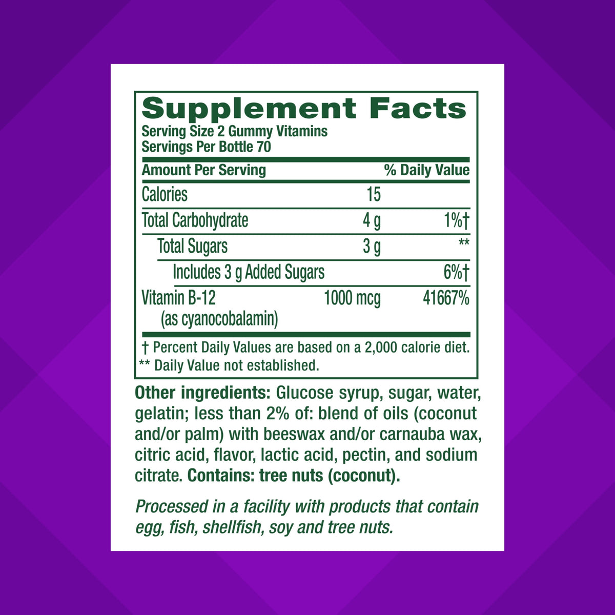 vitafusion Vitamin B12 Gummy Vitamins, 1,000 mcg, Raspberry Flavored, 140 Count