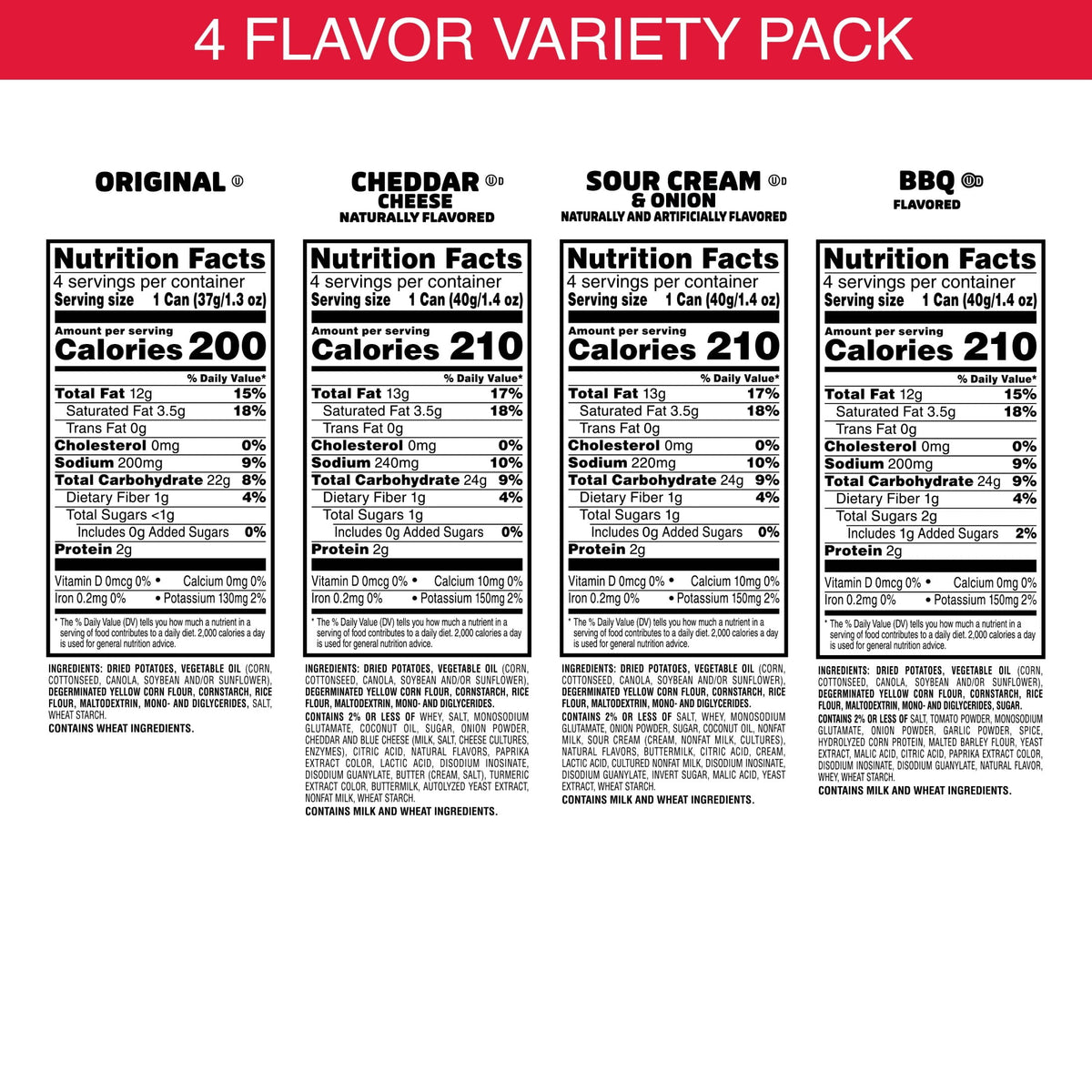 Pringles Potato Crisps Chips, Lunch Snacks, Variety Pack, 22oz Pack (16 Cans)