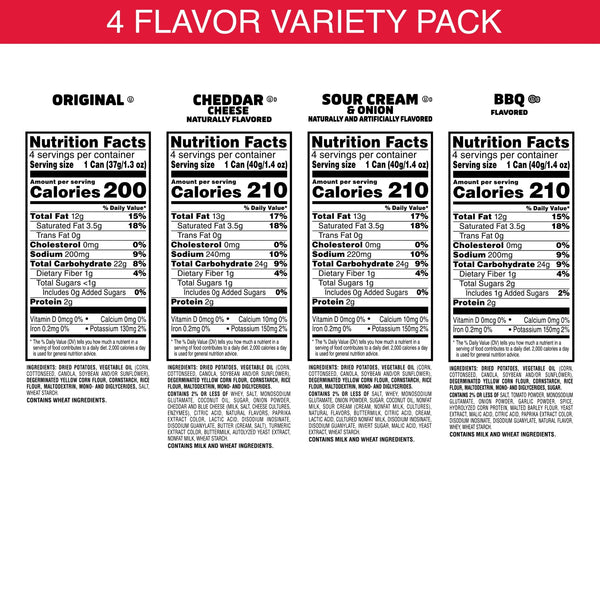 Pringles Potato Crisps Chips, Lunch Snacks, Variety Pack, 22oz Pack (16 Cans)