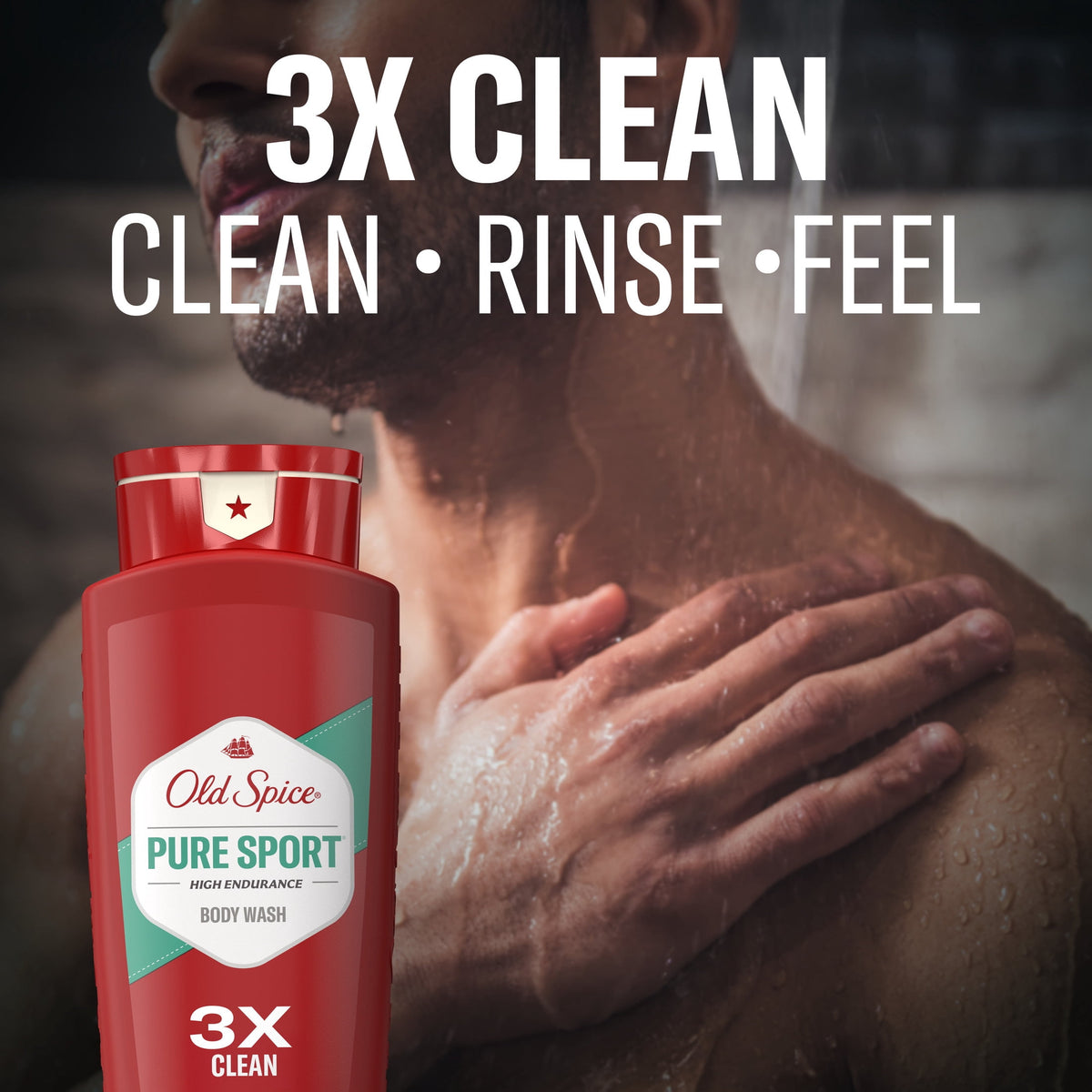 Old Spice Body Wash for Men, Pure Sport, 24/7 Shower Fresh, 24 fl oz, 2-Pack