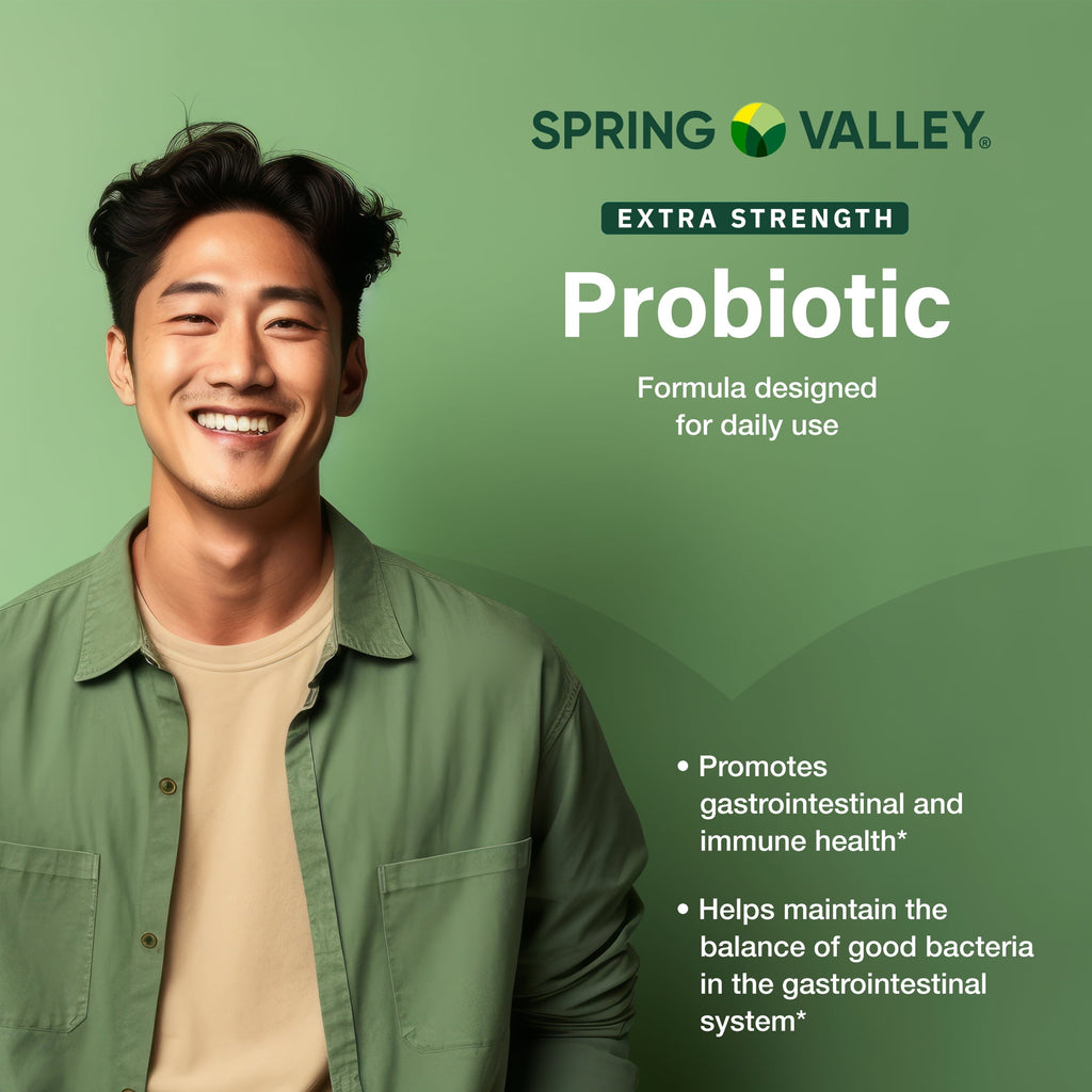 Spring Valley Extra Strength Probiotic Vegetable Capsules for Digestive Health, 10 Billion CFU, 60 Count