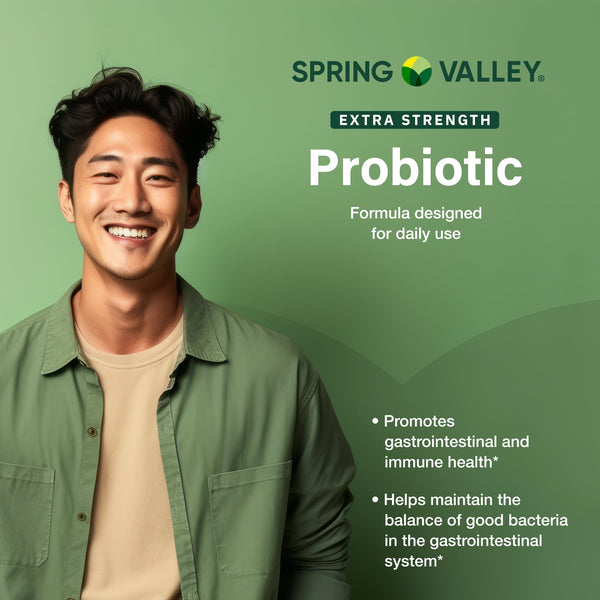 Spring Valley Extra Strength Probiotic Vegetable Capsules for Digestive Health, 10 Billion CFU, 60 Count