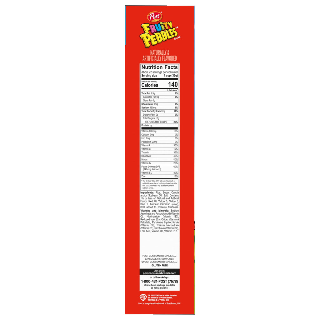Fruity PEBBLES Gluten Free Breakfast Cereal for Kids, 27.5 oz Box