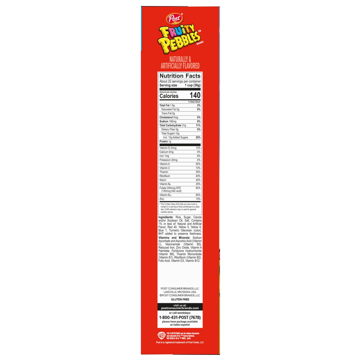 Fruity PEBBLES Gluten Free Breakfast Cereal for Kids, 27.5 oz Box