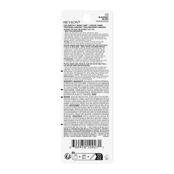 Revlon ColorStay Wing Line Waterproof Liquid Eyeliner, Blackest Black, 0.04 fl oz