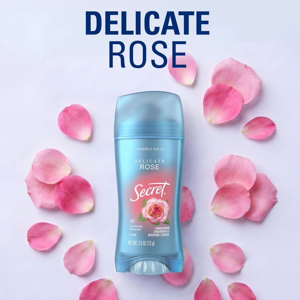 Secret Invisible Solid Antiperspirant Deodorant, Rose Scent, 2.6 oz