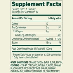 Spring Valley Weight Management Vegetarian Gummy for Metabolism Support, Chromium Picolinate 400mcg, Natural Apple Flavor, 60 Count