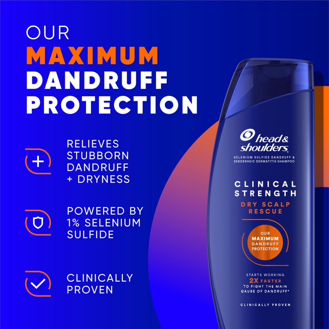 Head and Shoulders Dandruff Shampoo, Clinical Strength Dry Scalp Rescue, with 1% Selenium Sulfide, 13.5 fl oz