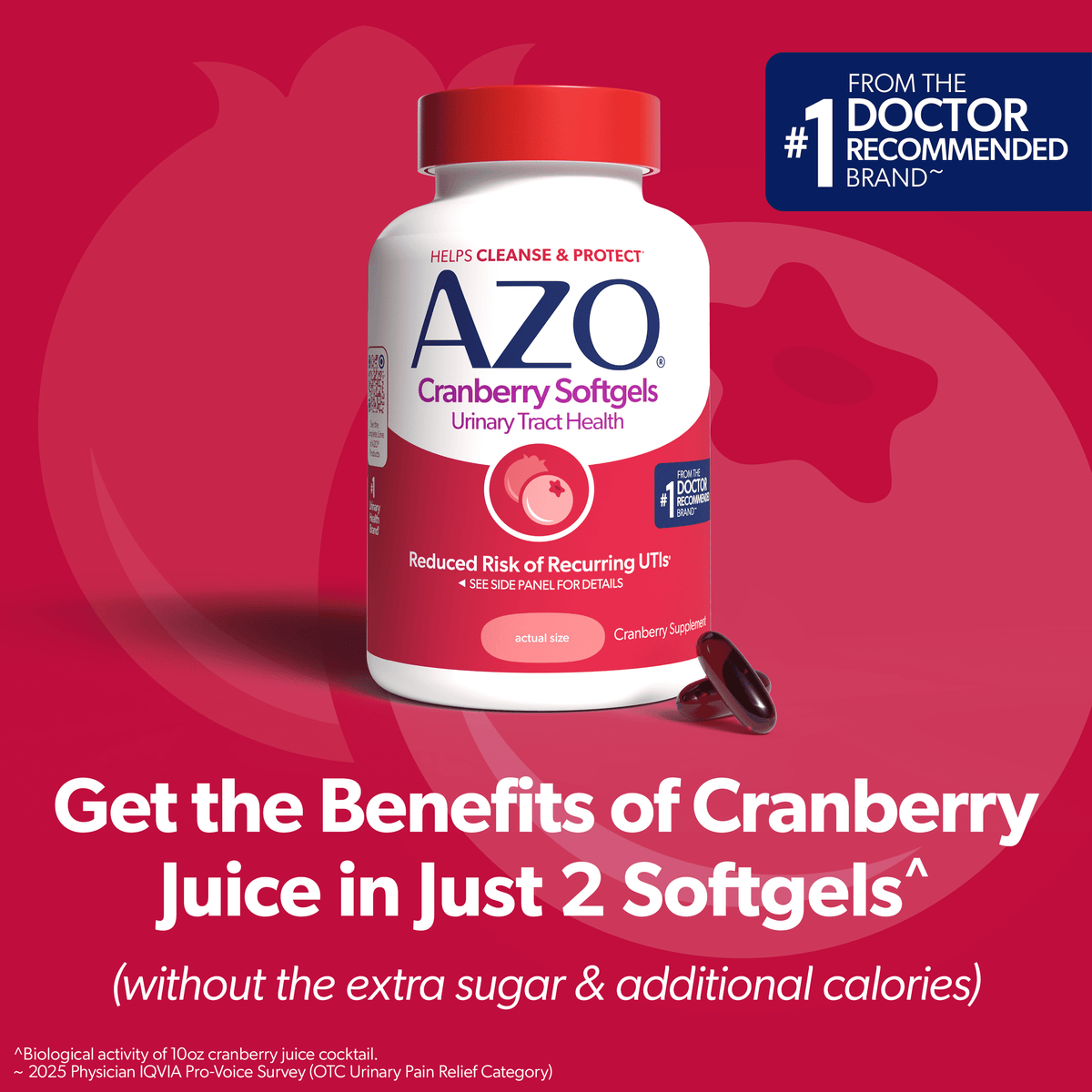 AZO Cranberry Urinary Tract Health Supplement, Helps Cleanse & Protect for Reduced UTIs, 120 Count