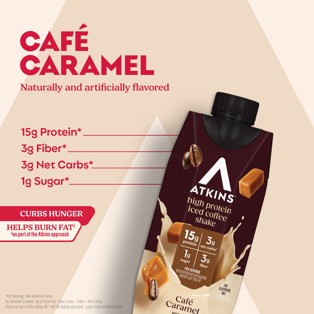 Atkins Protein Shake, Iced Coffee Café Caramel, Keto Friendly, 15g Protein, Caffeinated, 4 Count