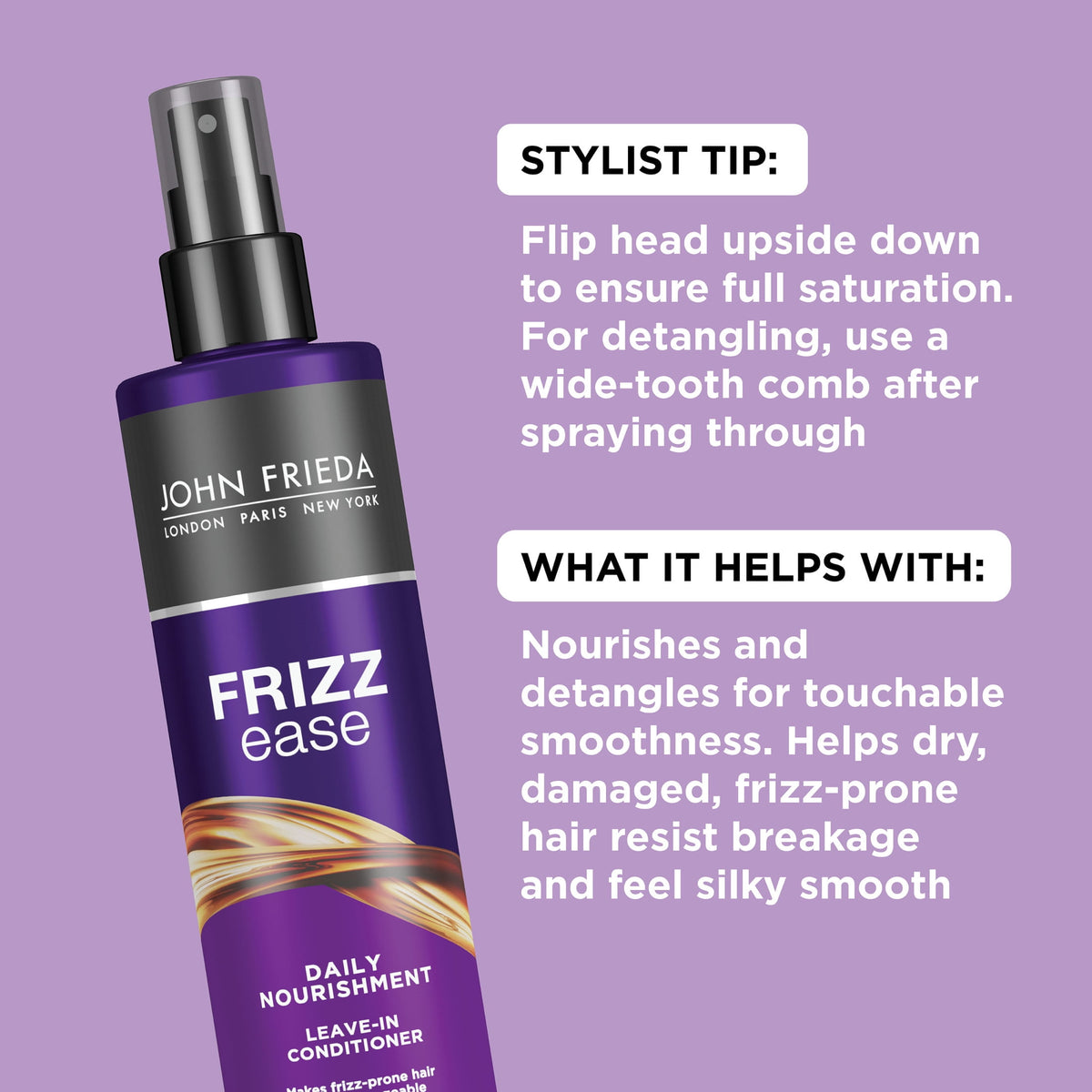 John Frieda Frizz Ease Daily Nourishment Leave-In Hair Conditioner Spray, 8 fl oz