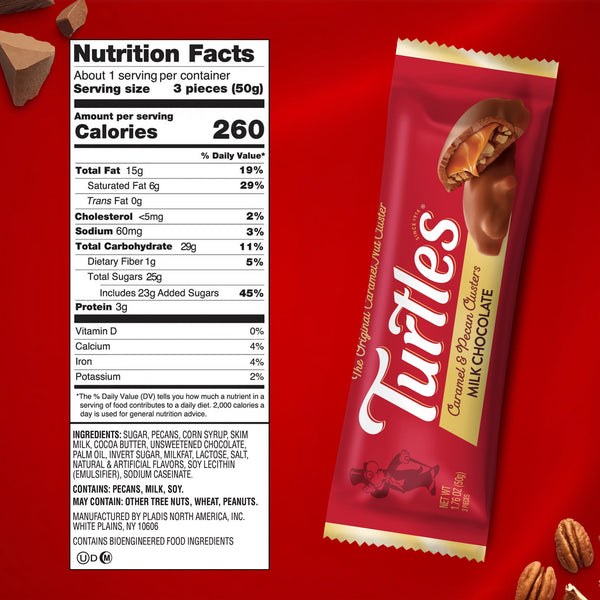 DeMet's Turtles, Original Milk Chocolate Pecan Bar, 1.76 oz