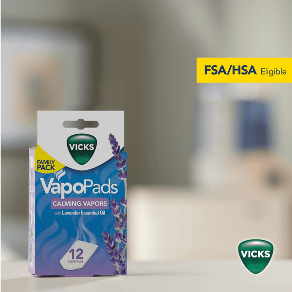 Vicks VapoPads Calming Menthol and Lavender Scent, Cold and Flu Relief, 12 Count, VSP30FP