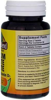 Nature's Blend Calcium Citrate Malate with D, 500 mg, Tablets, 60 ea - OTC Shoppe Express